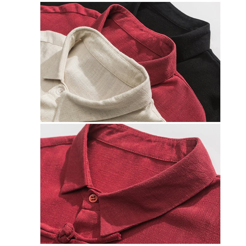 [MMstudios series]★China style shirt★ Tops 3color Unisex Men's Large size Plain Black Red