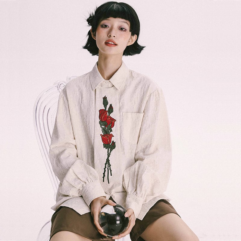 [Yangji Great Dream Series] ★China style shirt★ Tops Embroidery Rose Retro SM Original design available