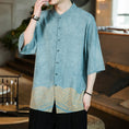 Load image into Gallery viewer, [Blue Qiu Fish Series]★China style shirt★ Large size tops, men's, unisex, summer, old-fashioned, improved Tang suit, blue, blue
