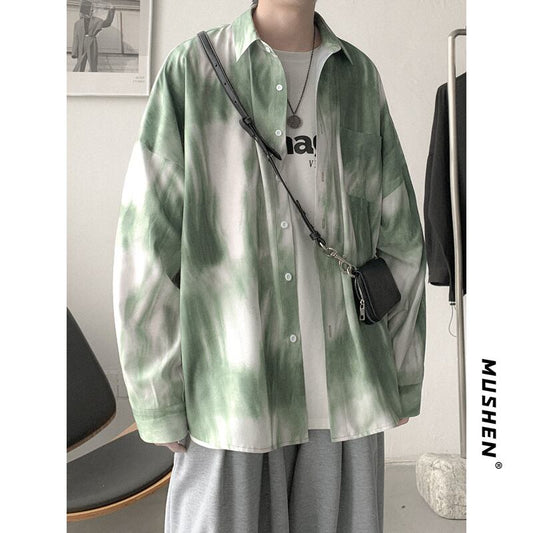 [Mushin Series]★Shirt★ 2color Black or Green Tops Print Fashion Stylish Large Size