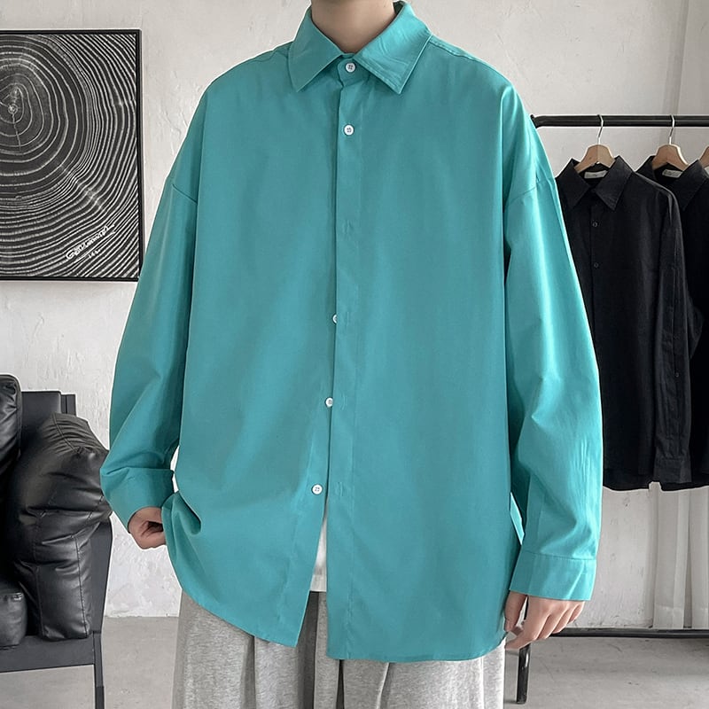 [BIGEMAN Series]★Shirt★ Tops 7color Unisex Men's Large Size Long Sleeve Shirt Plain Easy to Match