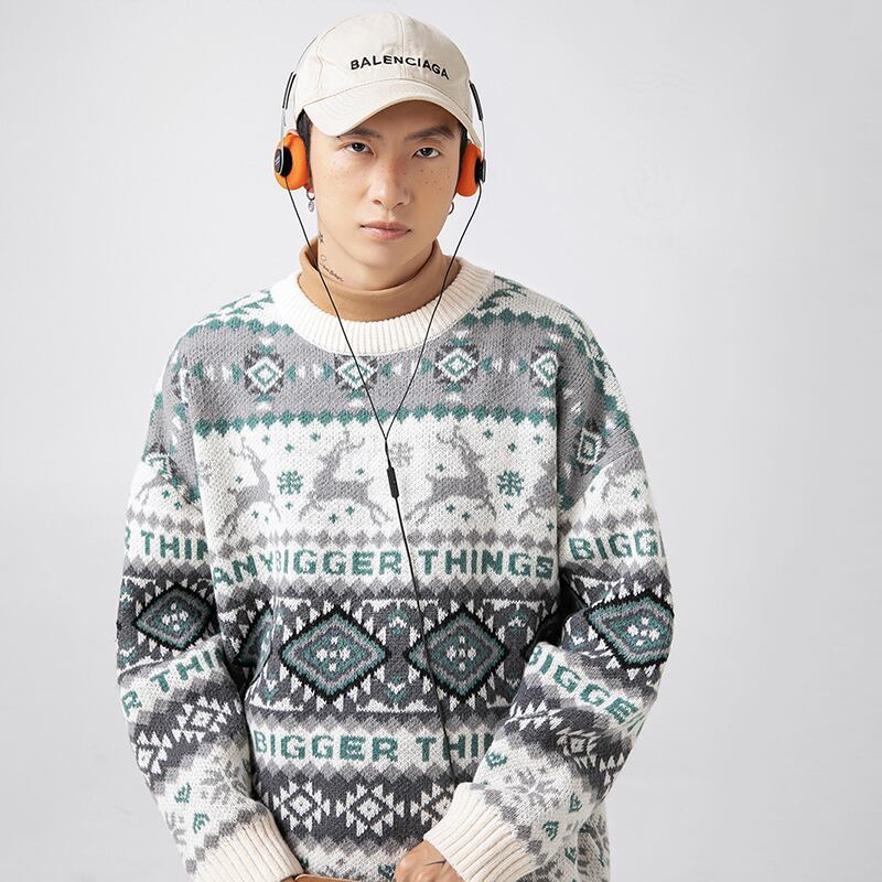 [Satoru Series]★Sweater★ 2color Knit Tops Christmas Unisex Men's Deer Casual Easy to Match