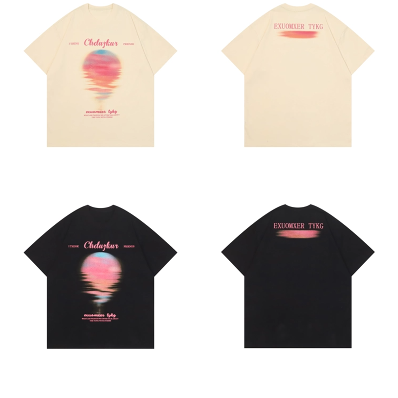 [Escaped Earth Series] ★T-shirt★ 2color Tops Unisex Men's SML XL Fashion Short Sleeve Black Apricot