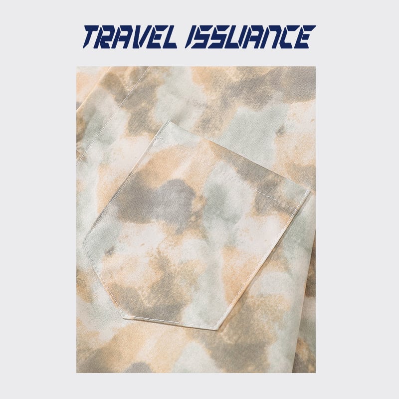 [TRAVEL ISSUANCE Series]★Shirt★ Long sleeve shirt, tops, ink pattern, unisex, men's, retro, easy to match