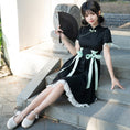 Load image into Gallery viewer, [Shukunsho Series] ★Chinese style dress★ Improved cheongsam dress Black Black Hanfu dress
