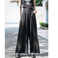 Load image into Gallery viewer, [Ancient monster---Long wind series]★China style pants★Bottoms Gaucho pants with belt Black Black
