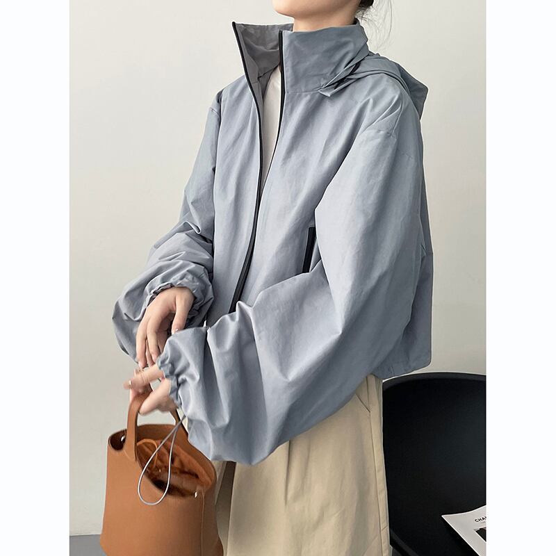 [Tenkawa Series] ★Outer★ 2color Jacket Short Length Simple Easy to Match Blue Coffee Color