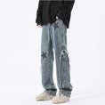 Load image into Gallery viewer, [TUNXI series] ★Denim pants★ 2color bottoms, unisex, men's, star, casual, slimming, large size
