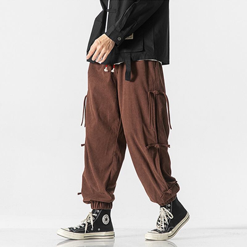 [Small Trouble Series]★China style pants★ 3color bottoms unisex men's large size gray black coffee color