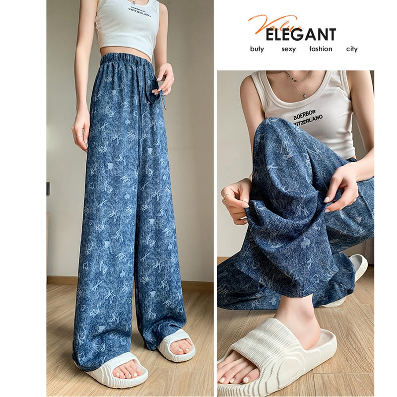 [FENGLIN Series] ★Casual Pants★ Bottoms Trousers Cool Blue Blue Slimming Unique Easy to match