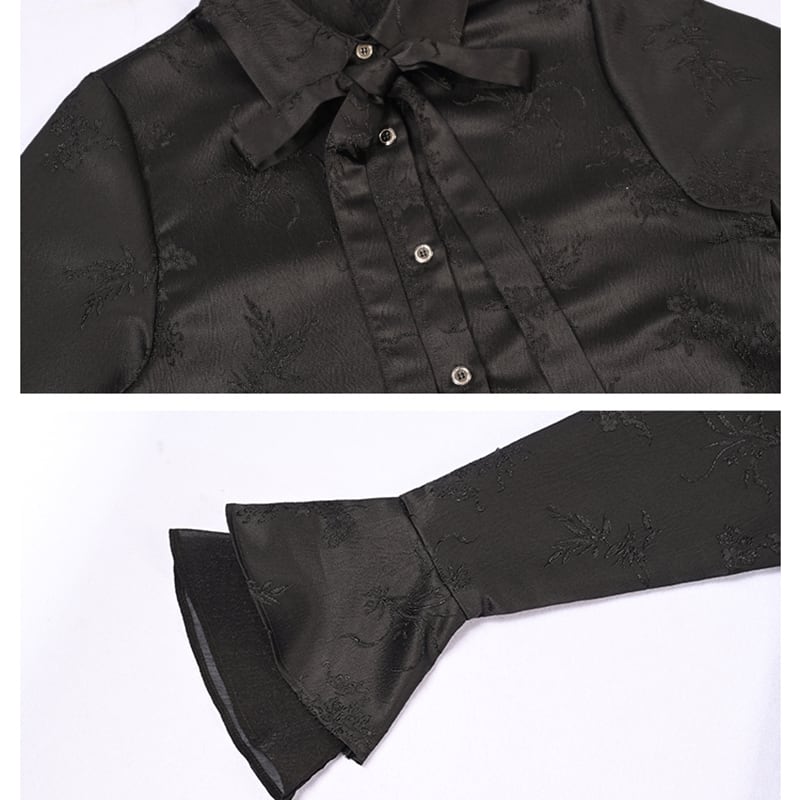 [Kokaisha --- Chichiku Series] ★China style shirt★ Tops long sleeve shirt retro black black original