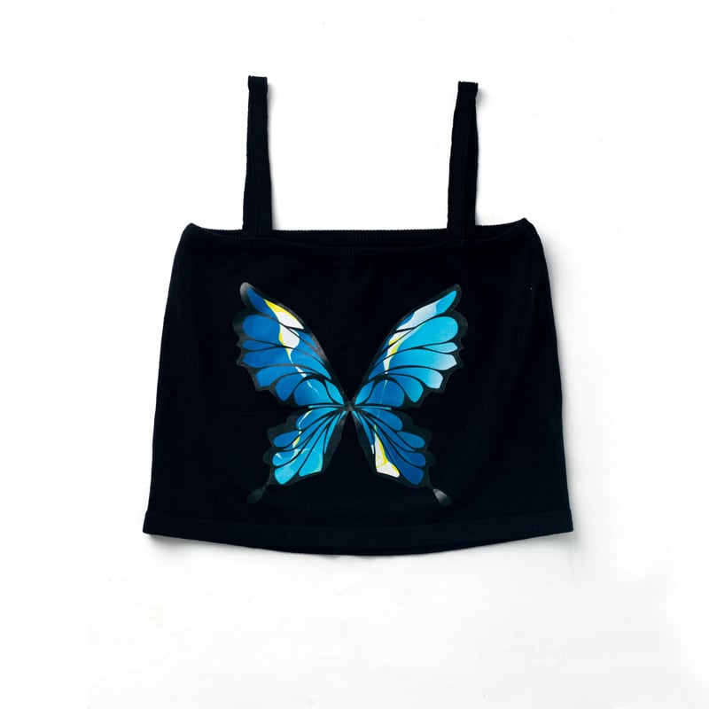 [Momoko Sakura Series] ★Camisole★ Cute butterfly original blue black easy to match ladies fashionable