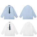 Load image into Gallery viewer, [MOISHE TIDE Series]★Shirt with tie★ 2color tops, long sleeve shirts, easy to match, unisex, men's, white, blue
