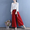 Load image into Gallery viewer, [Qing Series]★China style pants★ 3 colors casual pants gaucho pants embroidery beige black red
