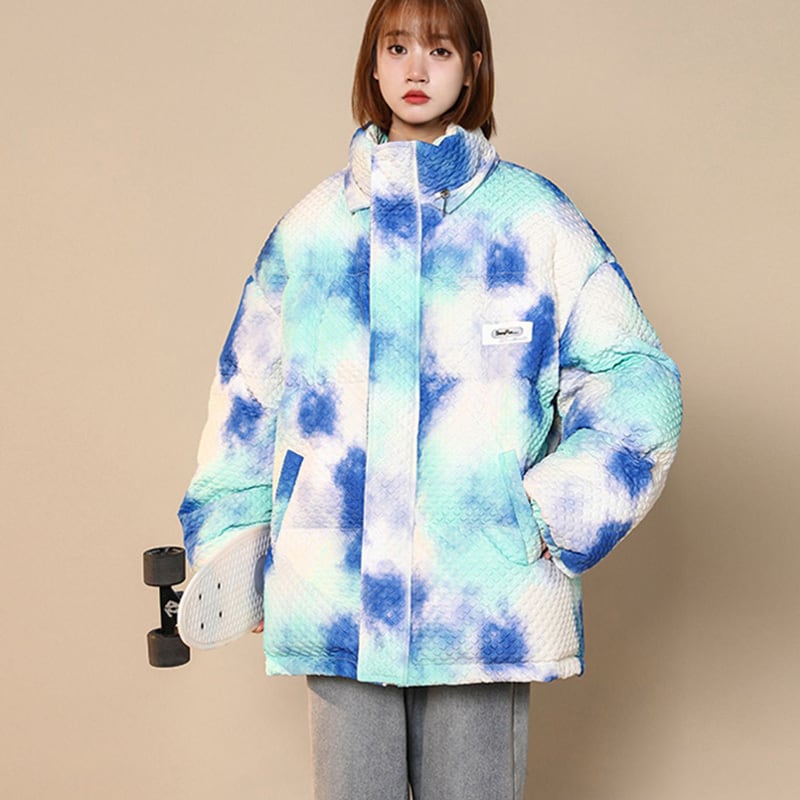 [Morimoto Series] ★Winter Coat★ 3color Cotton Coat Unisex Men's Print Gray Blue Green