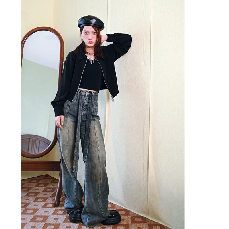 [Old Monsters---Peninsula Secret Words Series]★Denim pants★Bottoms Pants Easy to match Original with design