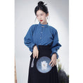 Load image into Gallery viewer, [WUJIA Series]★China style shirt★ Tops Long sleeve shirt Improves temperament Blue Blue Easy to match S M L XL
