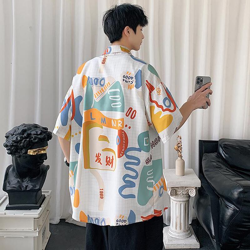 [MUCHUANLANG Series]★Shirt★ Tops 2color Unisex Men's Large Size Unique Travel Beach