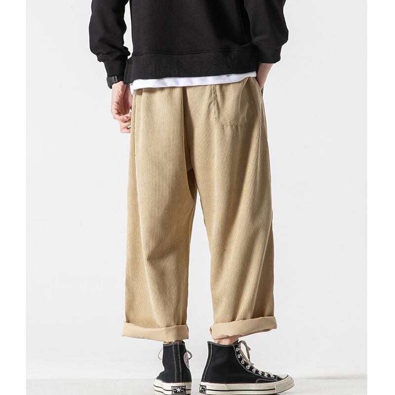 [BIGEMAN Series] ★Casual Pants★ 2color Quarter-length Bottoms Pants Unisex Men's Large Size Corduroy Black Brown