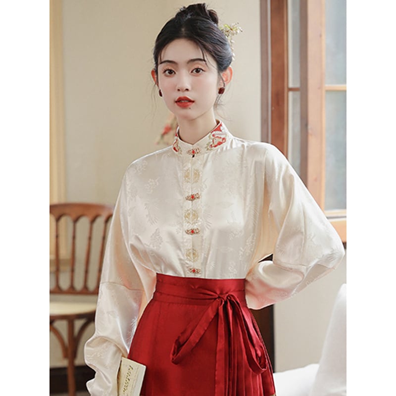 [BAIRIMENG Series] ★Chinese style skirt★ Maki skirt bottoms Hanfu skirt Red Red