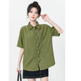 Load image into Gallery viewer, [WEIWU Series]★Shirt★ Tops Designed Women's Short Sleeve Fashion SML Green Green
