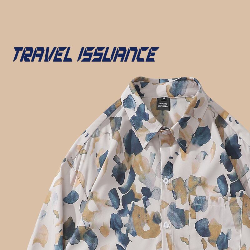 [TRAVEL ISSUANCE Series] ★Retro Shirt★ Floral pattern, long sleeve, unisex, men's, easy to match, print, loose fit