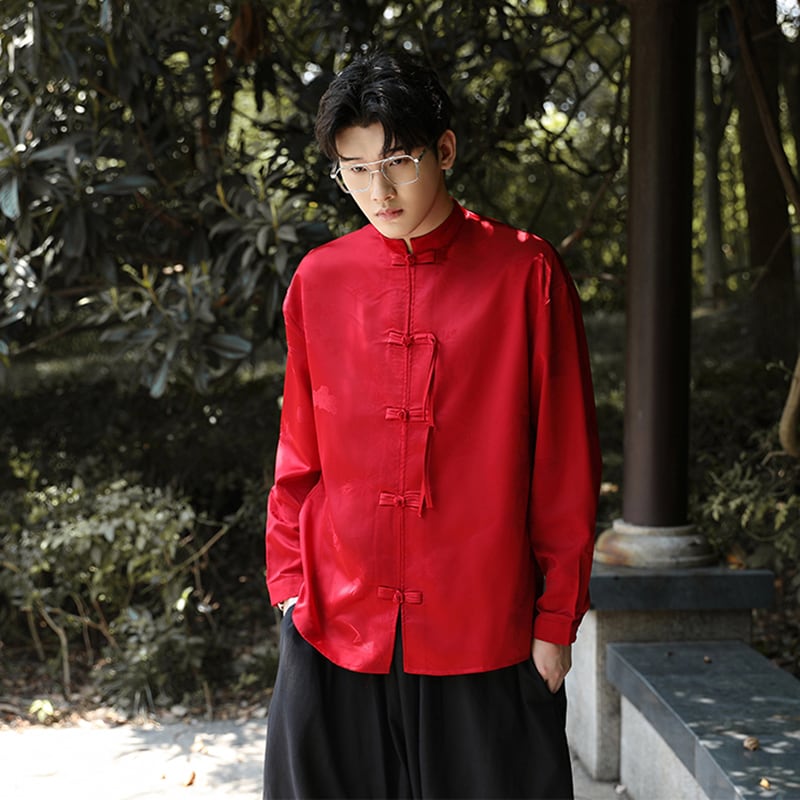 [JUNYI Series]★Chinese-style shirt★7 sizes to choose from, 3 colors, Chinese-style tops, Chinese buttons, long-sleeved shirts, improves your temperament, Chinese clothes, black, red, blue