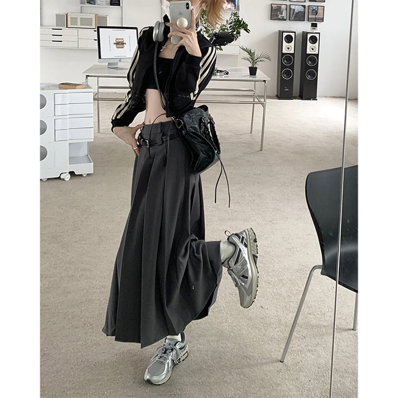 [Shoujo Kaira Series]★Skirt★ 3color Bottoms Pleated Skirt Black Gray Black Gray Slimming Easy to Match SML