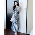 Load image into Gallery viewer, [GEGE Series]★Cheongsam dress★ Ink pattern dress Slit sexy slimming Chinese clothes SML
