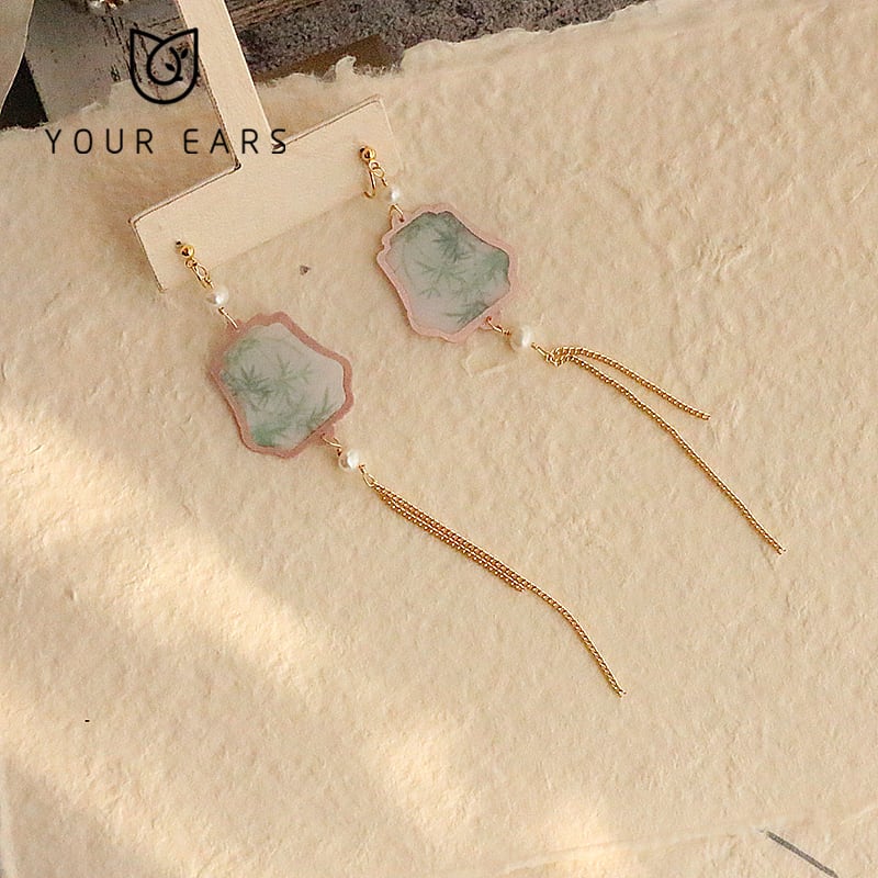 [YOUR EARS Series] ★Chinese style earrings★ Earrings or earrings Small items Fan Accessories Improve your temperament