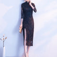 Load image into Gallery viewer, Embroidered Chinese dress, lace dress, large size, 4 colors to choose from
