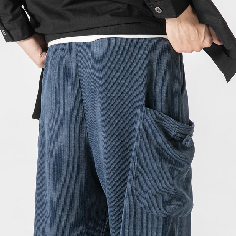 [輕甜 Series]★China style trousers★Casual pants 3color Unisex Men's Large size Blue Black Brown