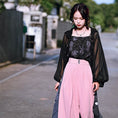 Load image into Gallery viewer, [Old Monster --- Rabbit Series] ★Camisole★ Chiffon tops tank top Cool easy to match Black
