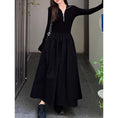 Load image into Gallery viewer, [JIFEI Series] ★Dress★ Switching Simple Long Length Cute Slimming Easy to Match Black Black
