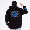 Load image into Gallery viewer, [Machiha clan series] ★China style hoodie★ 2color black or white embroidery wave goldfish alphabet black white
