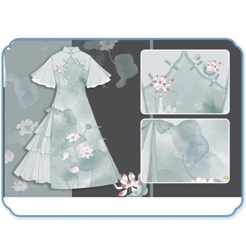 [Kaede bamboo --- Aoni series] ★Chinese style dress★ Hanfu dress, Chinese clothes, cute print, improves temperament