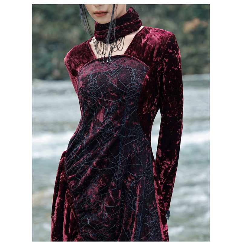 [Daiseiryusu Series] ★China style dress★ Long length velvet wine red red original retro