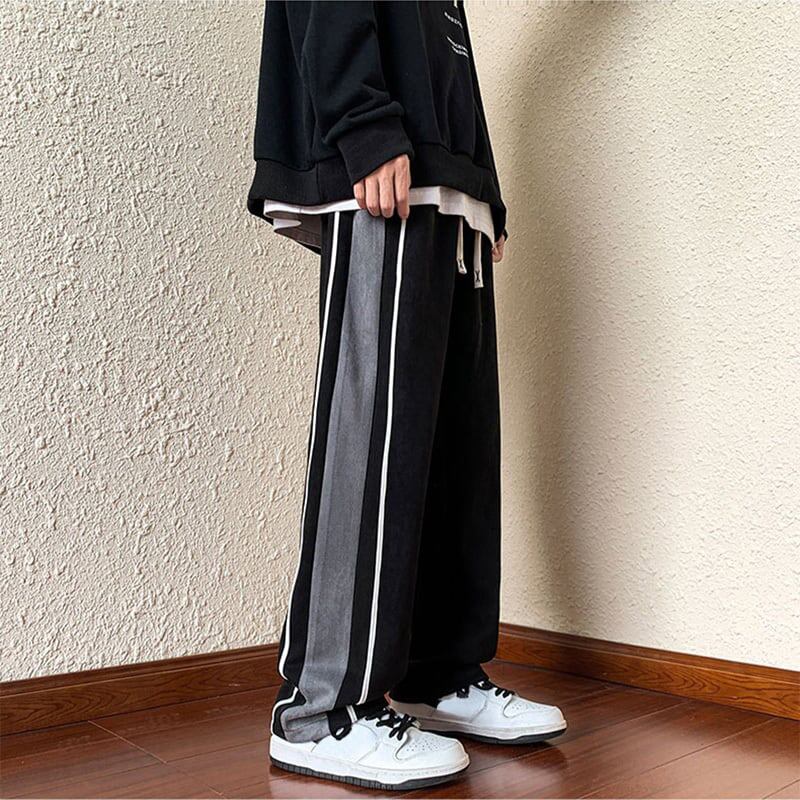 [Leonbinno Series]★Fleece-lined pants★Casual pants 2color Unisex Men's Large size Black Gray