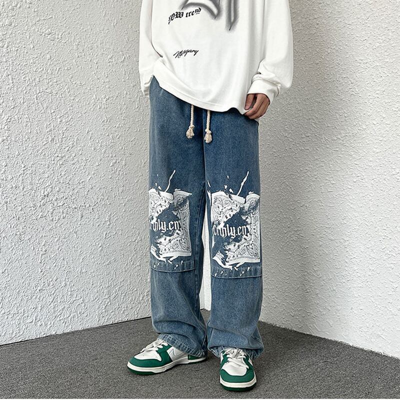 [HUICHUN Series]★Denim Pants★ 2color Casual Pants Trousers Bottoms Large Size Unisex Men's Switchable Blue Black