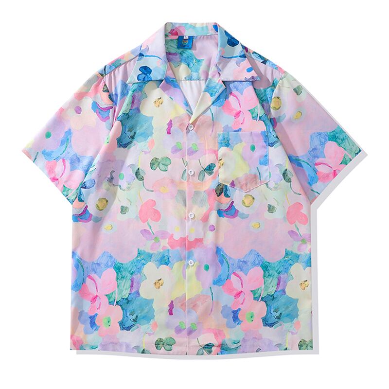 [TRAVEL ISSUANCE Series] ★Oil Painting Style Shirt★ Hawaii Aloha Shirt Print Unisex Men's Aya Cute