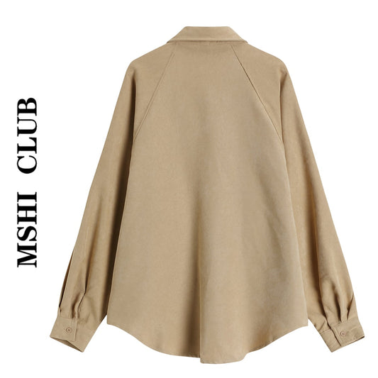 [MSHI CLUB Series]★Shirt with tie★ Long sleeve shirt Tops Loose Retro Autumn clothes Spring clothes