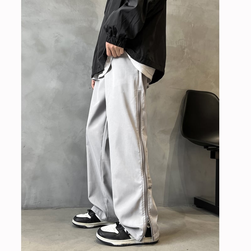 [Leonbinno Series] ★Casual Pants★ Brushed lining 2color Bottoms Pants Unisex Men's Light Gray Black