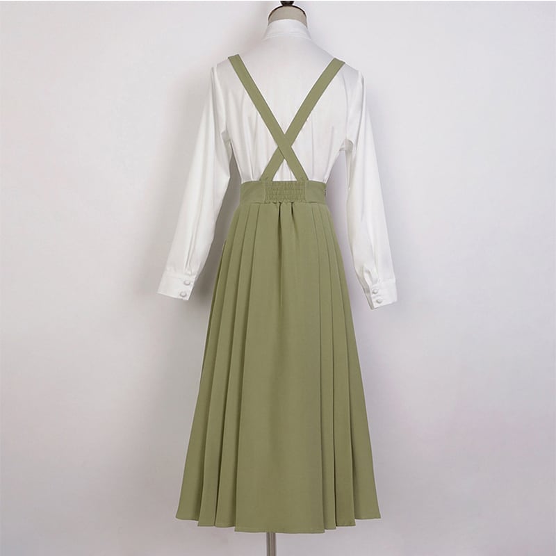 [Kaede bamboo---green series] ★Chinese style setup★ 2-piece set, shirt + hanging skirt, Chinese clothes, date, commuting