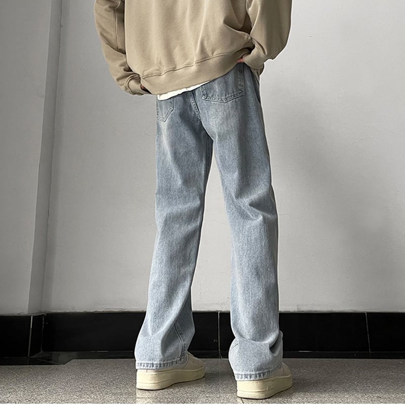 [TUOFEI Series] ★Denim pants★ Bottoms, pants, unisex, men's, easy to match, slimming, light blue