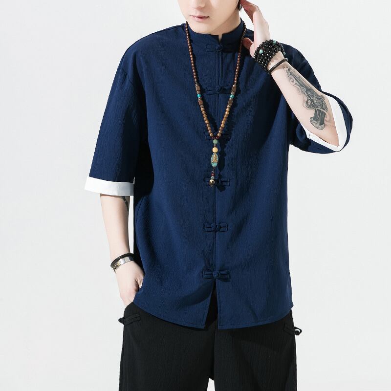 [JUNYI Series] ★China Style Shirt★ Tops 5color Unisex Men's Large Size Simple Chinese Clothes