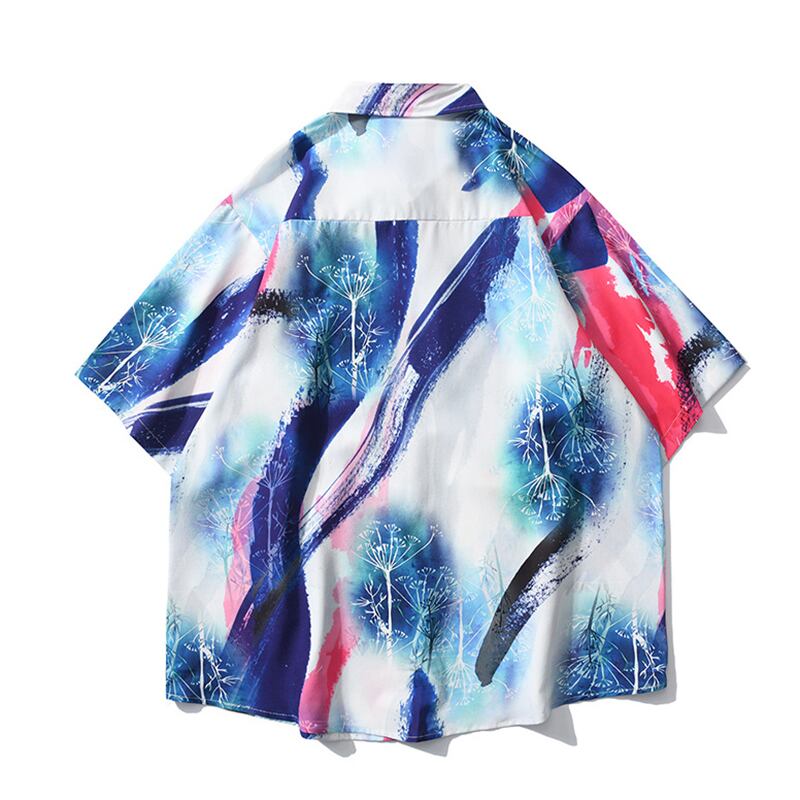 [NF Series]★Shirt★ Short sleeve shirt, tops, print, unisex, men's, thin, cool, summer clothes, easy to match, blue, blue