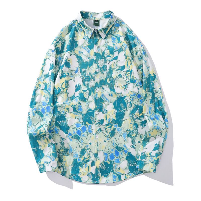 [TRAVEL ISSUANCE Series]★Shirt★ Long sleeve shirt tops unisex men's fashion print long sleeve