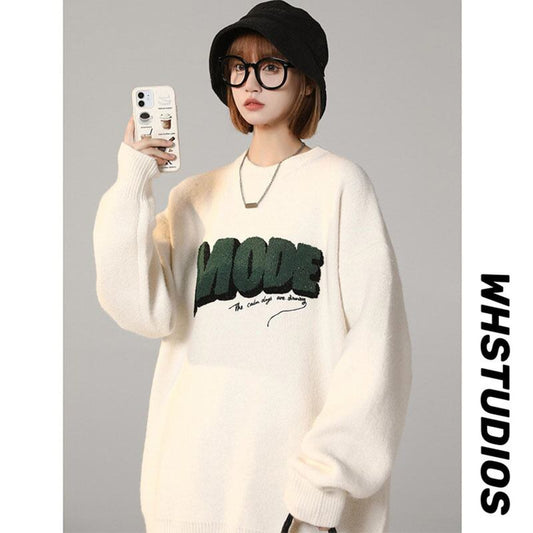 [Ushiomiomi Series] ★Sweater★ 3color Knit Tops Unisex Men's Simple White Black Blue