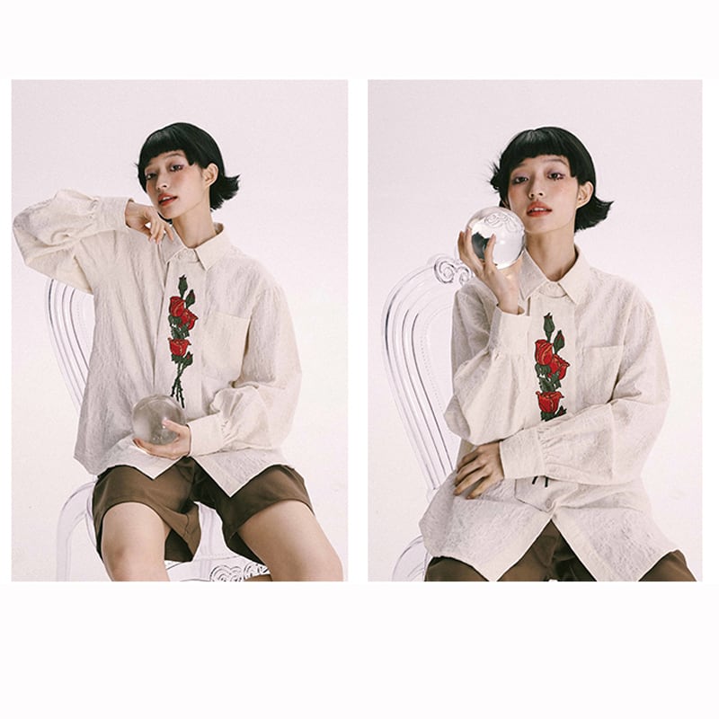 [Yangji Great Dream Series] ★China style shirt★ Tops Embroidery Rose Retro SM Original design available