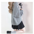 Load image into Gallery viewer, [Nekogan Series]★Sweater★ 2color Black or Gray Tops V-neck Fluffy Loose Black Date Cute
